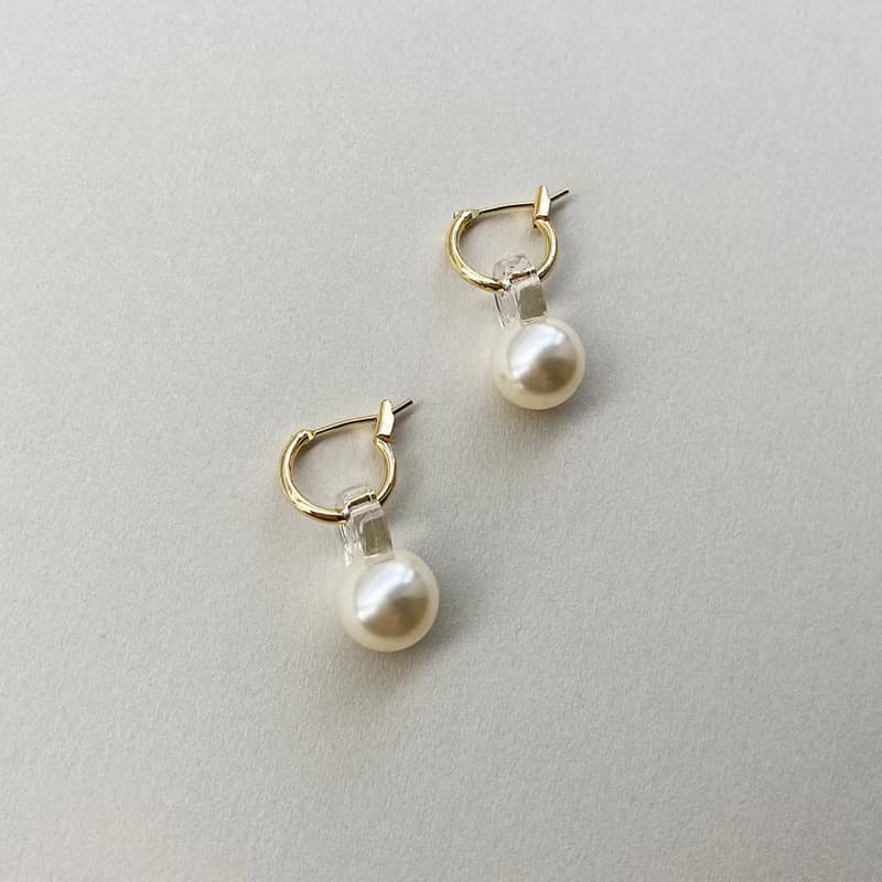 クリスタルパールフープピアス/イヤリング