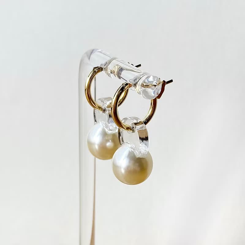 クリスタルパールフープピアス/イヤリング