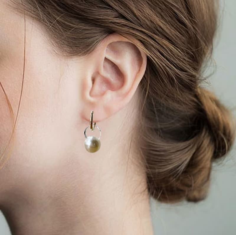 クリスタルパールフープピアス/イヤリング