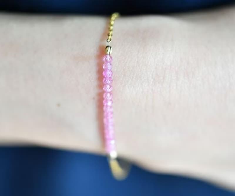 カリスマ性、勝利運、金運などを高める ピンクサファイアのブレスレット 9月誕生石  14KGFバージョン