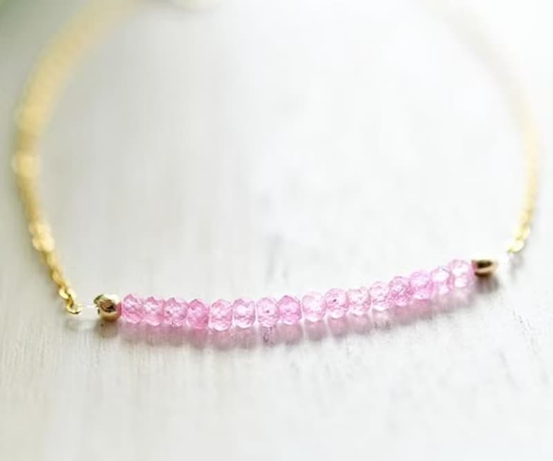 カリスマ性、勝利運、金運などを高める ピンクサファイアのブレスレット 9月誕生石  14KGFバージョン