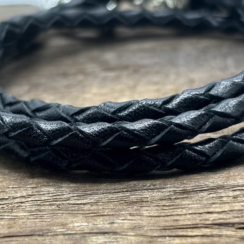 メンズ レザーブレスレット 黒/シルバー925 牛革/シルバーアクセサリー 日本製/送料無料/男性へのプレゼント/RE17