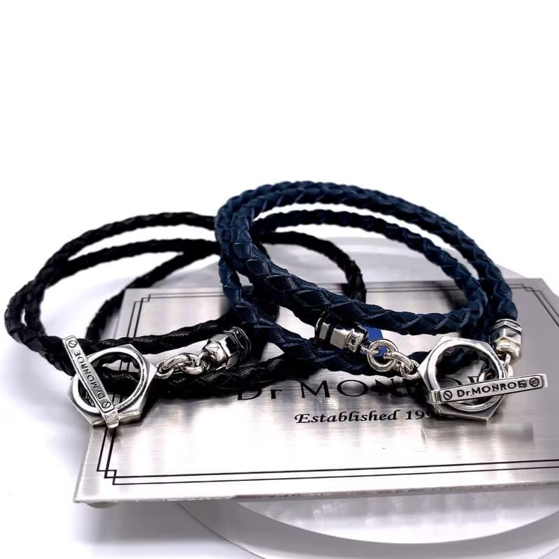 メンズ レザーブレスレット 黒/シルバー925 牛革/シルバーアクセサリー 日本製/送料無料/男性へのプレゼント/RE17