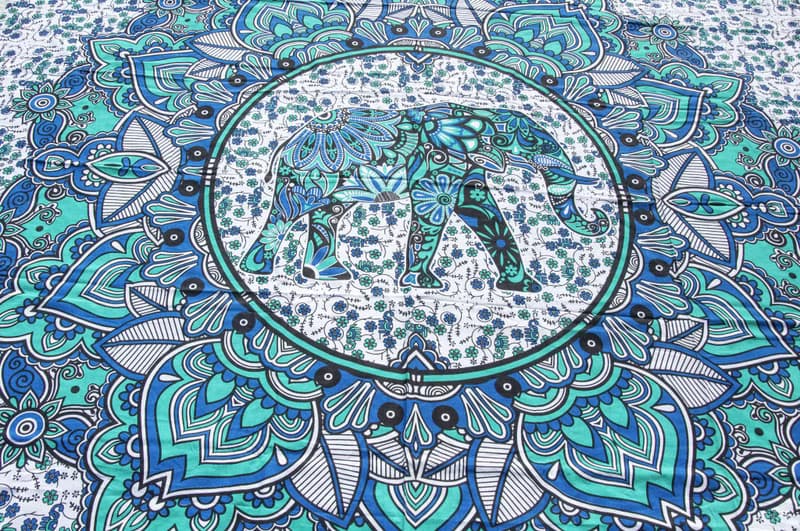 印度花朵純綿雙人床單 曼陀羅圖騰渲染床單布料-大象世界mandala
