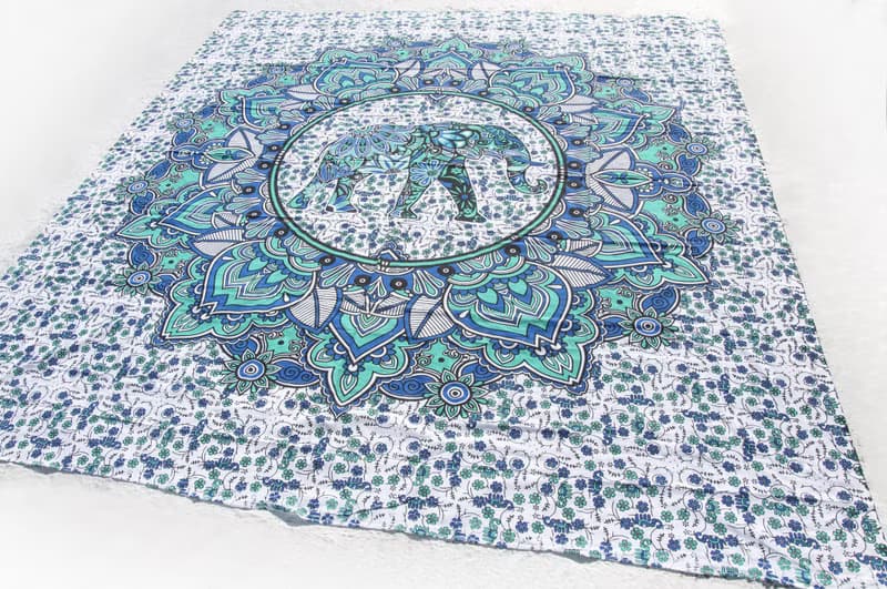 印度花朵純綿雙人床單 曼陀羅圖騰渲染床單布料-大象世界mandala