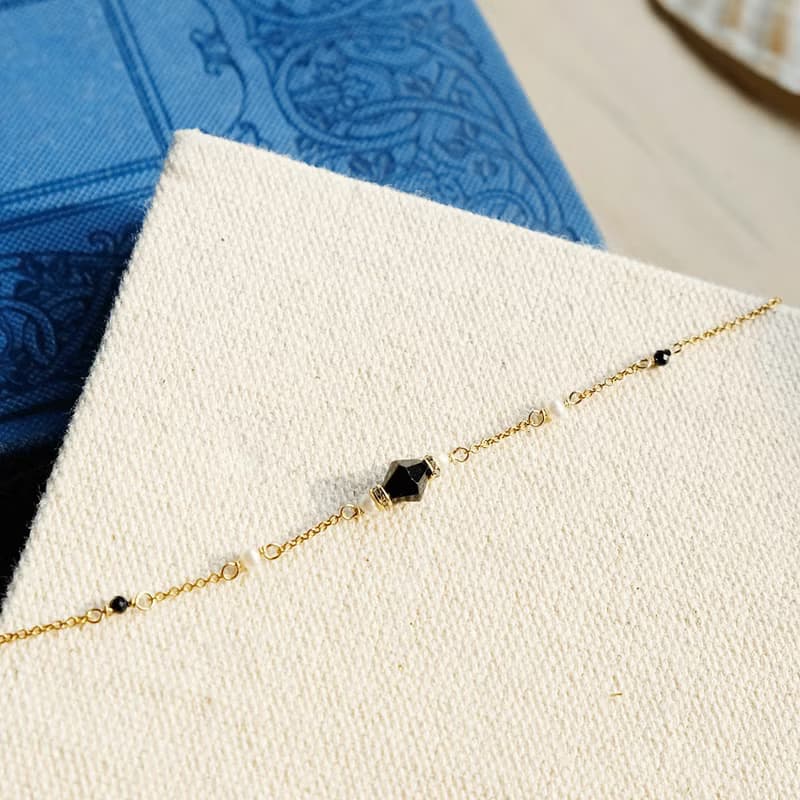 14K包金寶石經典款手鍊-黑尖晶