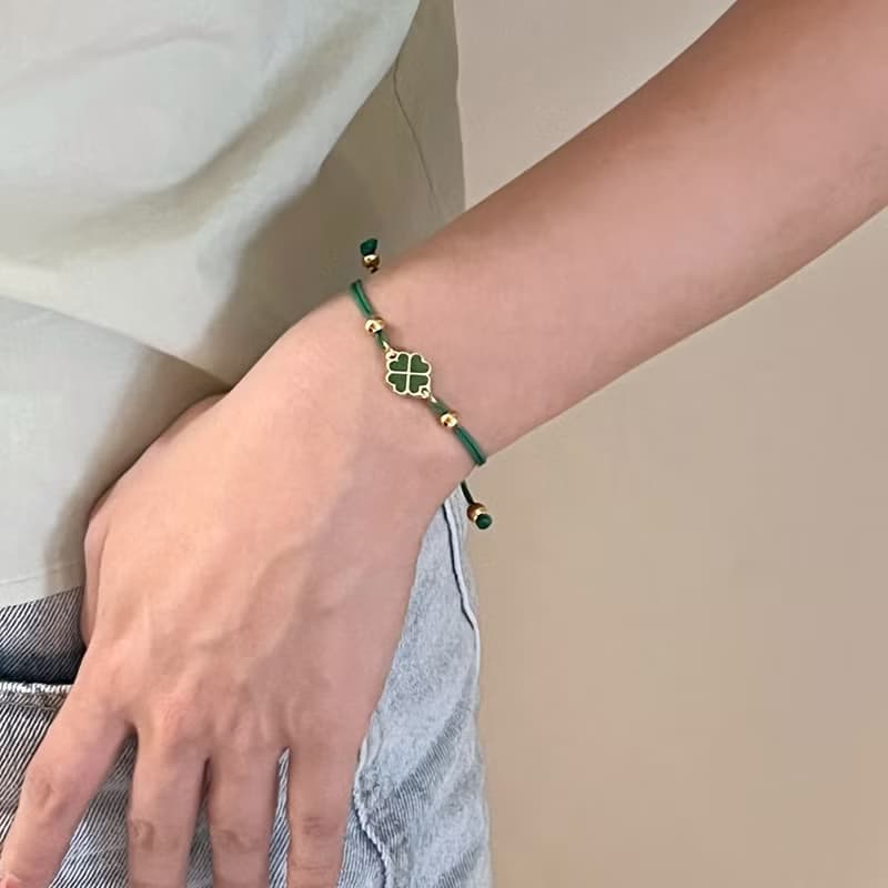 Lucky Four Leaf Clover Knot Bracelet (2Colors)