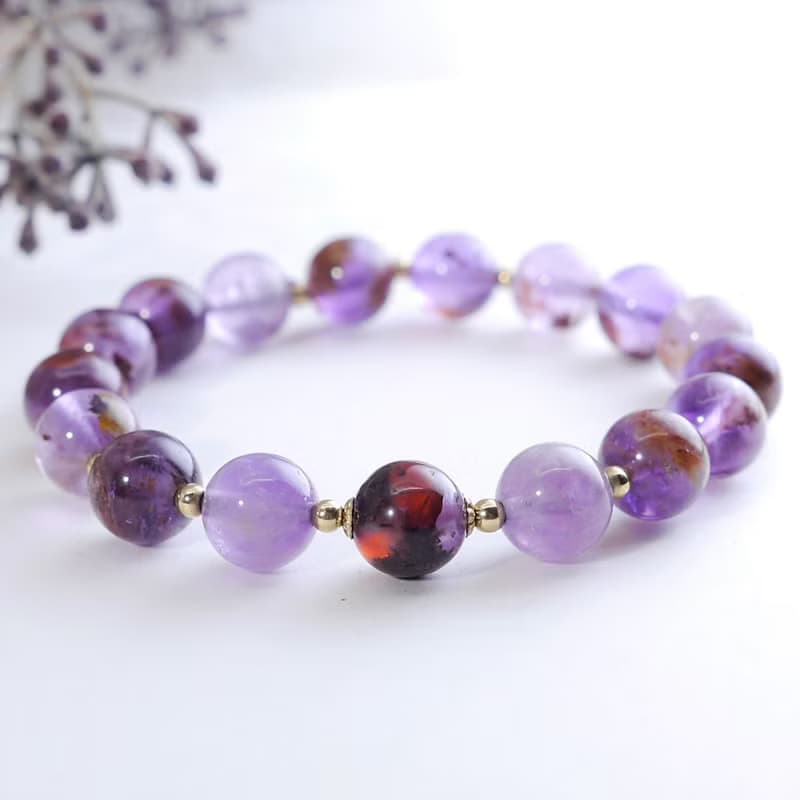 紫幽靈 美國14KGF 8MM 天然石手鍊 I招正財 招貴人I