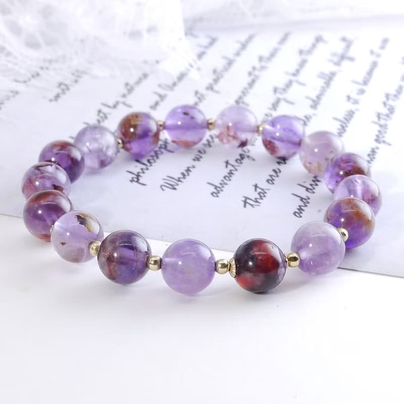 紫幽靈 美國14KGF 8MM 天然石手鍊 I招正財 招貴人I