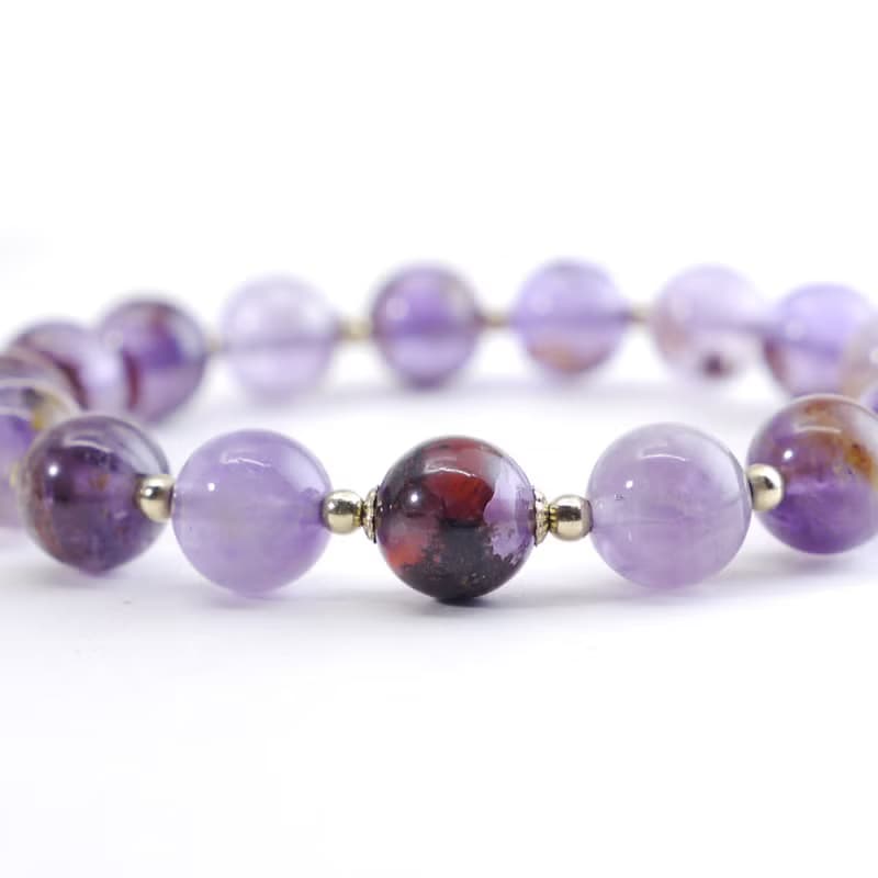 紫幽靈 美國14KGF 8MM 天然石手鍊 I招正財 招貴人I