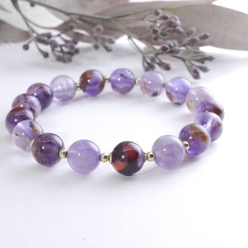 紫幽靈 美國14KGF 8MM 天然石手鍊 I招正財 招貴人I