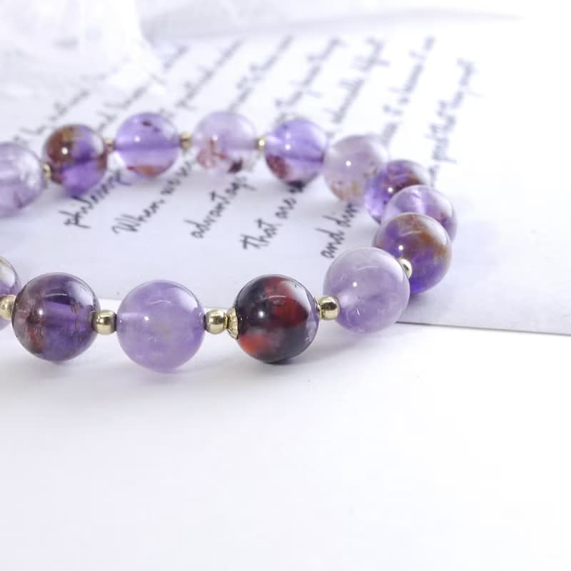 紫幽靈 美國14KGF 8MM 天然石手鍊 I招正財 招貴人I