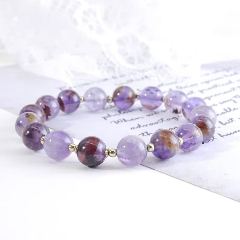 紫幽靈 美國14KGF 8MM 天然石手鍊 I招正財 招貴人I