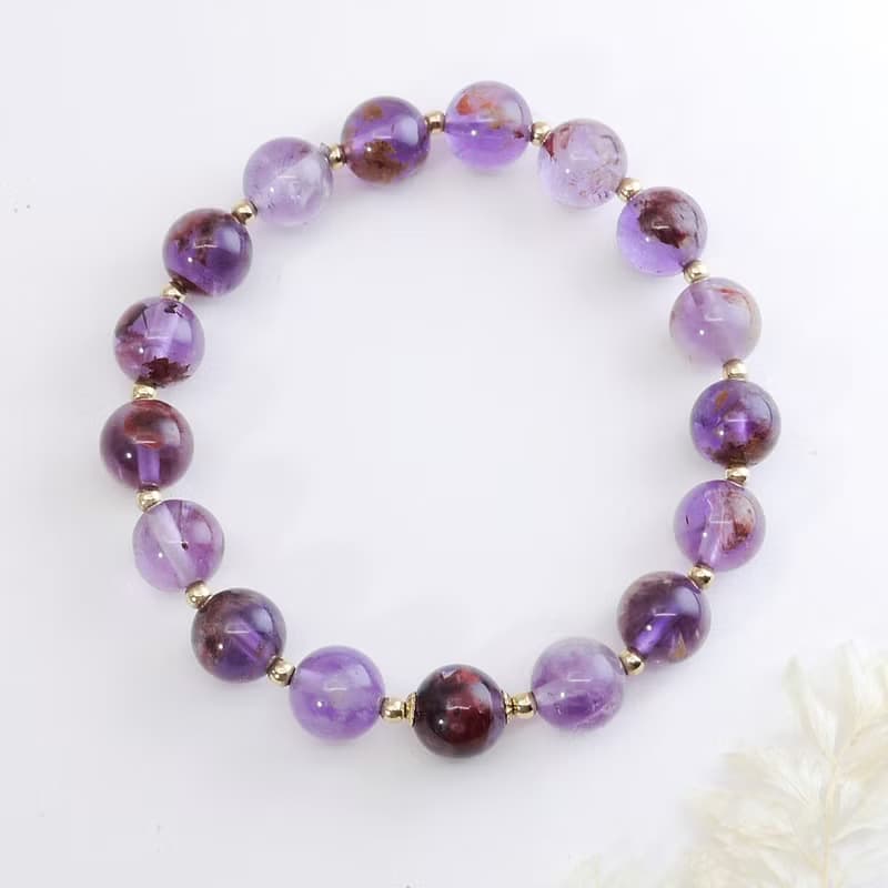 紫幽靈 美國14KGF 8MM 天然石手鍊 I招正財 招貴人I