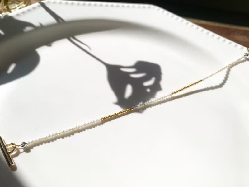 mini天然珍珠黃銅珠鋼線手鏈