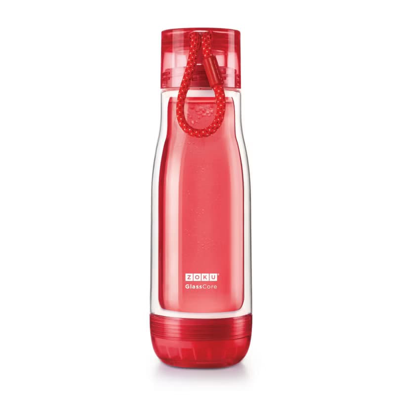 ZOKU 雙層懸浮式玻璃膽水樽 475ml - 紅色