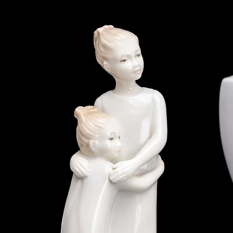 英國Royal Worcester 姊妹情深 2000年粉彩精緻陶瓷雕塑生日瓷偶