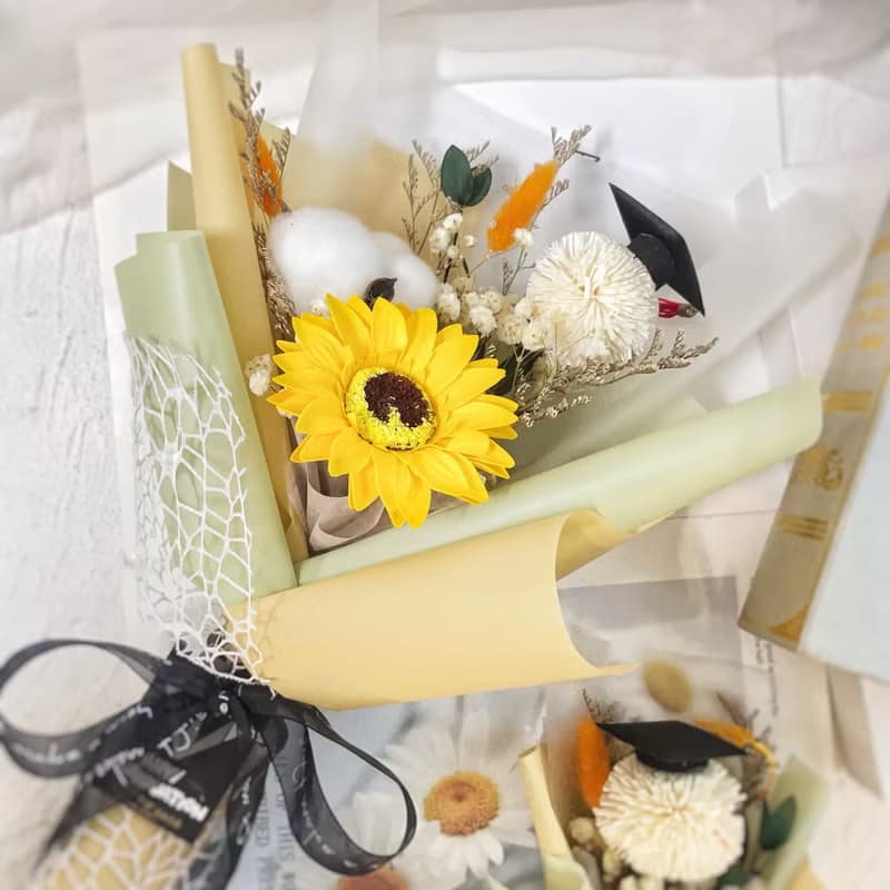 向陽祝福 棉棉太陽向日葵香皂花束