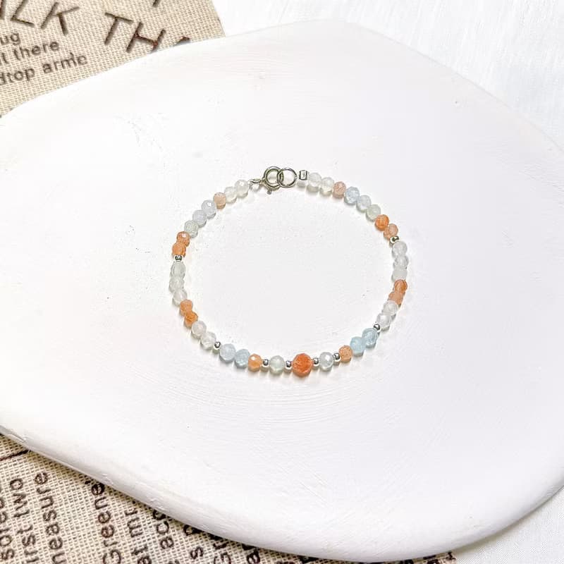 【向陽而生】摩根石 太陽石 海藍寶 月光石 水晶手鍊 手鍊 手鏈