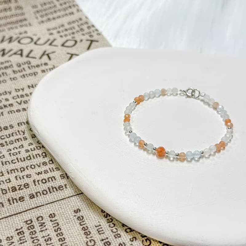 【向陽而生】摩根石 太陽石 海藍寶 月光石 水晶手鍊 手鍊 手鏈