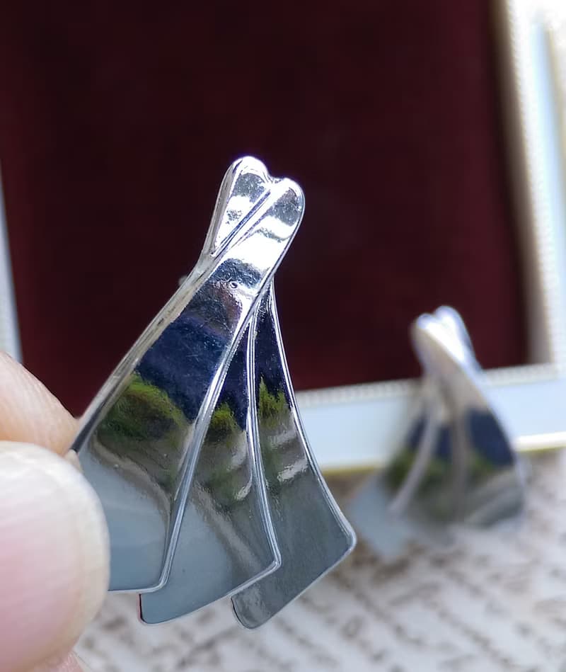 Vintage Jewelry 西洋古董飾品 銀色調 簡約 對稱小巧 針式耳環