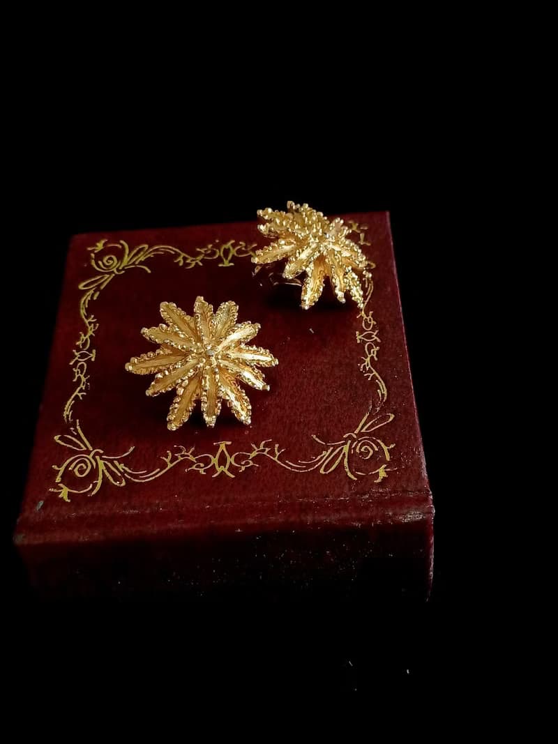 vintage jewelry  AVON 1960年代 Starburst Flower 夾式耳環