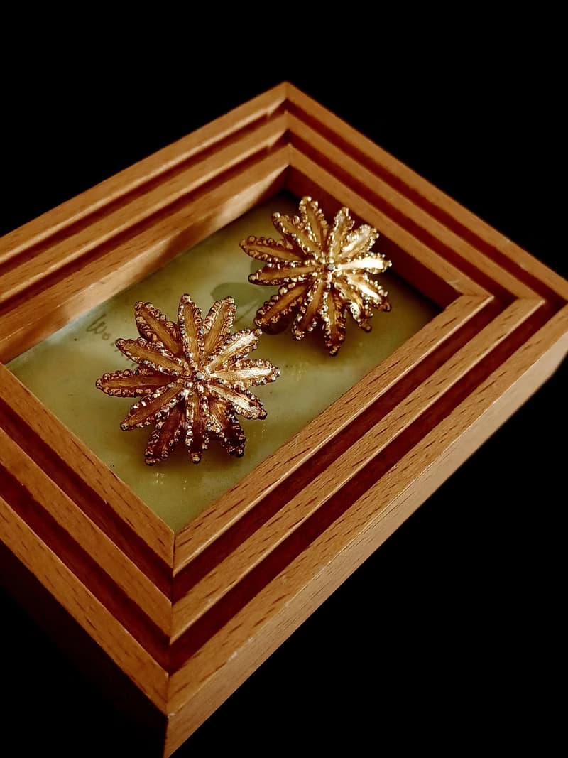 vintage jewelry  AVON 1960年代 Starburst Flower 夾式耳環