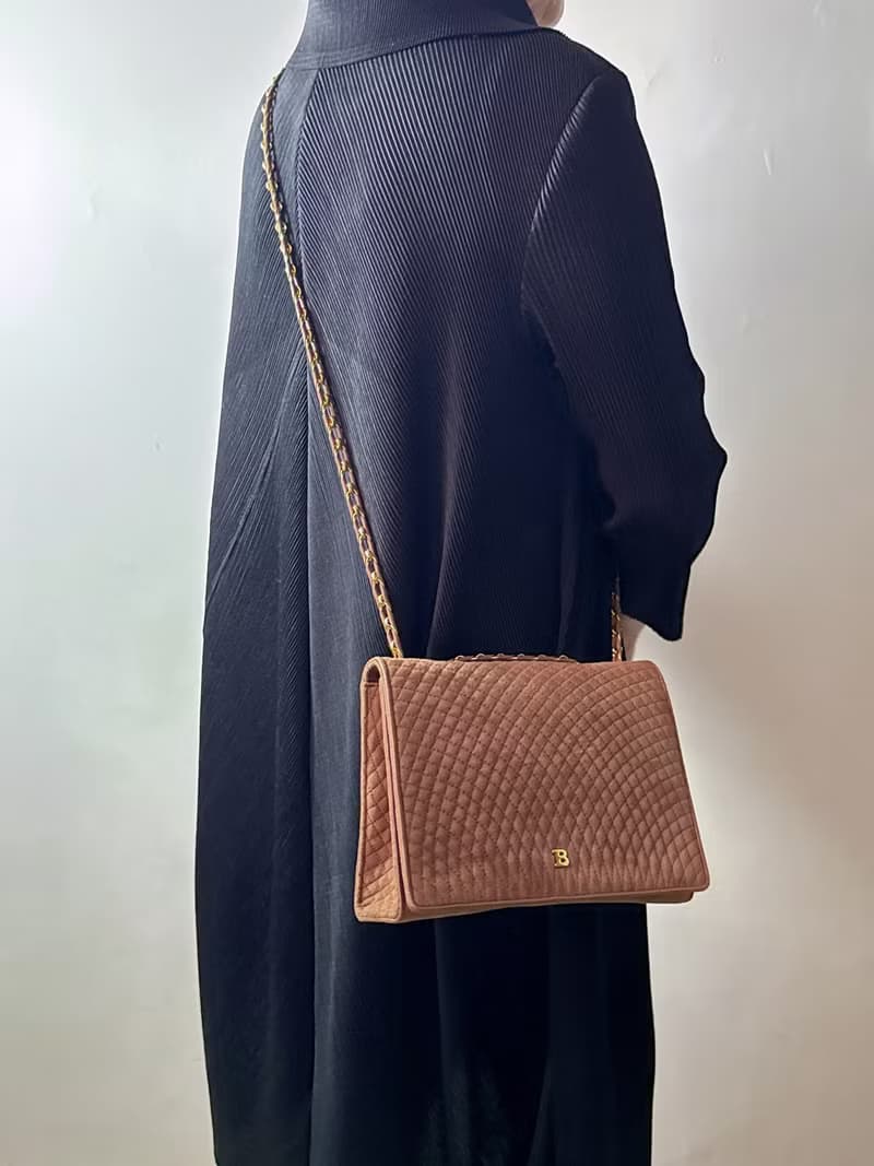 中古稀有 Bally 菱格麂皮兩用包 斜背包 肩背包 真皮 意大利製