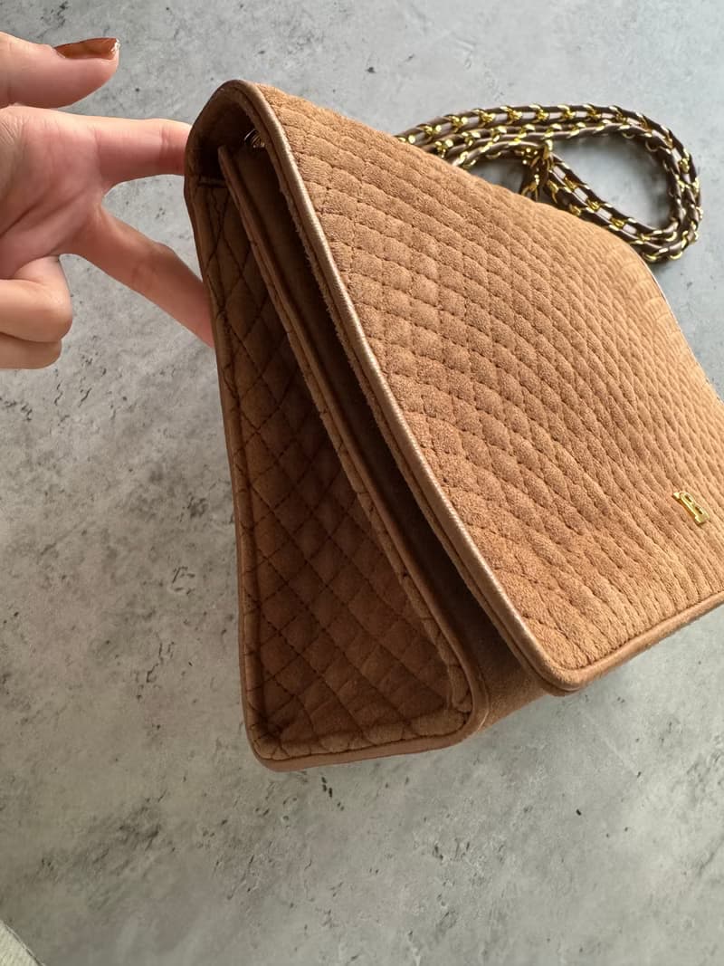 中古稀有 Bally 菱格麂皮兩用包 斜背包 肩背包 真皮 意大利製