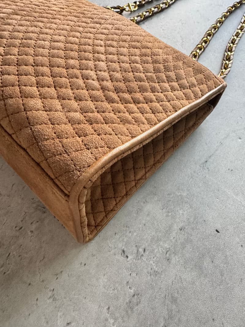 中古稀有 Bally 菱格麂皮兩用包 斜背包 肩背包 真皮 意大利製