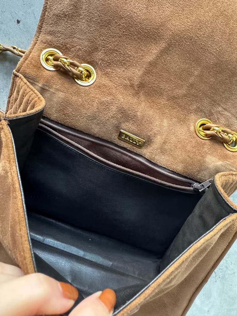 中古稀有 Bally 菱格麂皮兩用包 斜背包 肩背包 真皮 意大利製