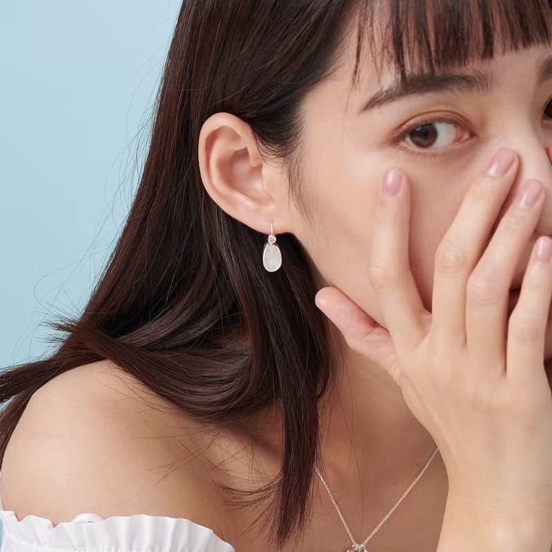 Oceano-霓彩單鑽珠貝耳環 輕珠寶工藝/璀璨鋯石/霓彩貝殼