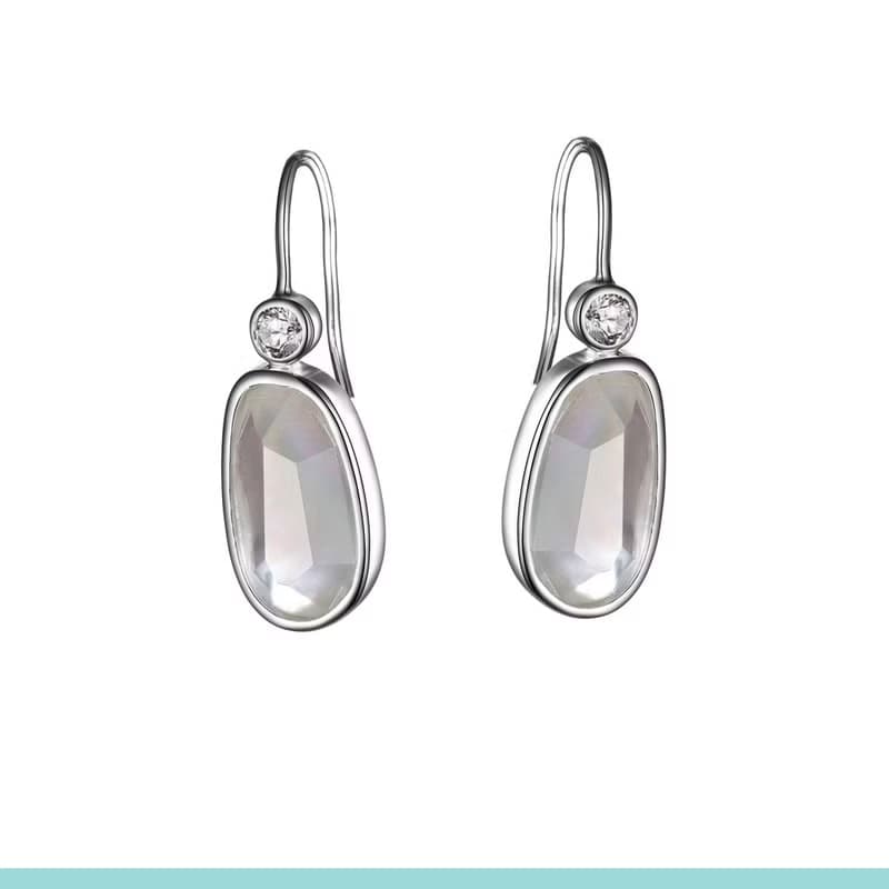 Oceano-霓彩單鑽珠貝耳環 輕珠寶工藝/璀璨鋯石/霓彩貝殼