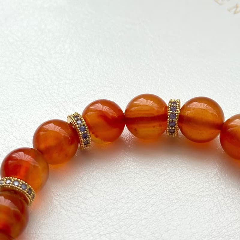 【巨蟹獅子座|7月】紅瑪瑙環鍍金佛牌手鏈 正面能量 鎮定自信睡眠