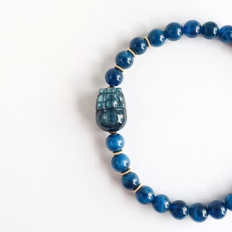 強化溝通力 釋放壓力 聚財守護 - 藍磷灰×綠藍晶貔貅14KGF手環