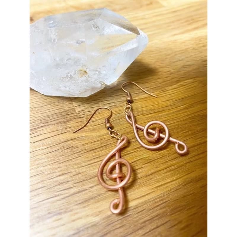 純銅 黃銅音符耳環 可改夾式