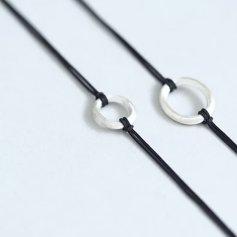 2コset) 楕円 紐 ブレスレット シルバー925