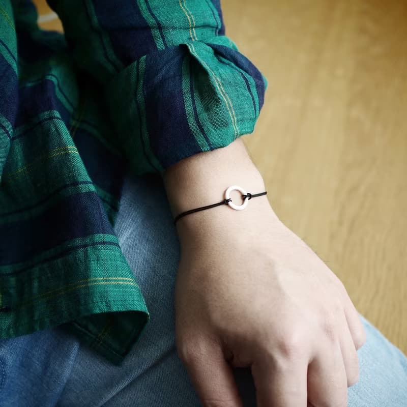 2コset) 楕円 紐 ブレスレット シルバー925