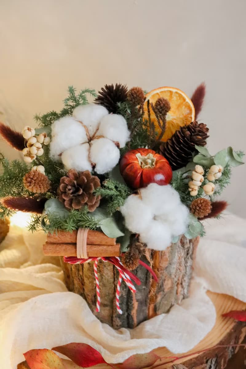 - 自然果韻乾燥木頭盆花 - 聖誕限定 乾燥花 盆花 開幕禮 新居禮