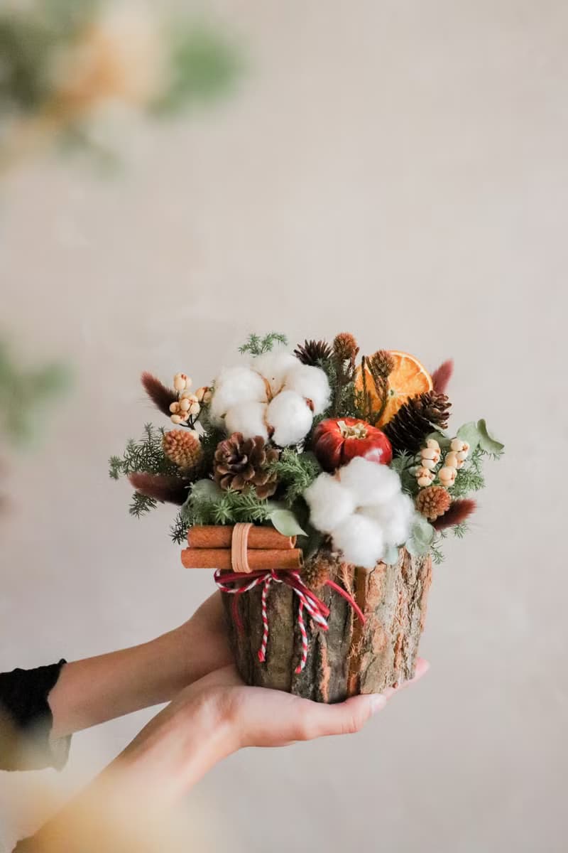 - 自然果韻乾燥木頭盆花 - 聖誕限定 乾燥花 盆花 開幕禮 新居禮