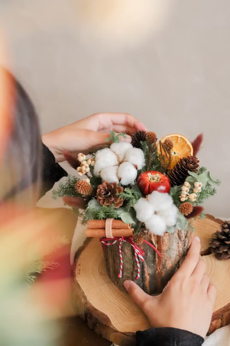 - 自然果韻乾燥木頭盆花 - 聖誕限定 乾燥花 盆花 開幕禮 新居禮