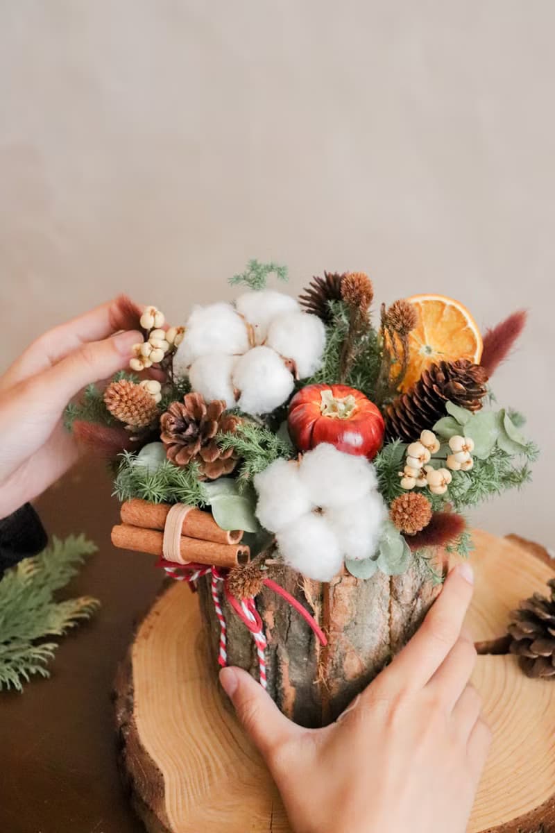 - 自然果韻乾燥木頭盆花 - 聖誕限定 乾燥花 盆花 開幕禮 新居禮