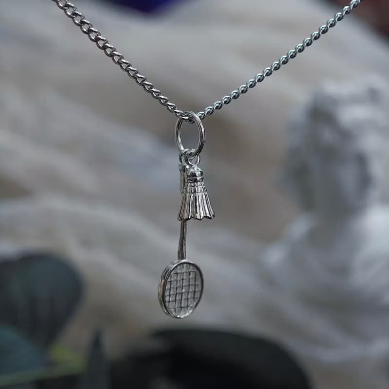 羽情925純銀項鍊 純銀項鏈 女生飾品 羽毛球 羽球拍 鍊子 鏈子