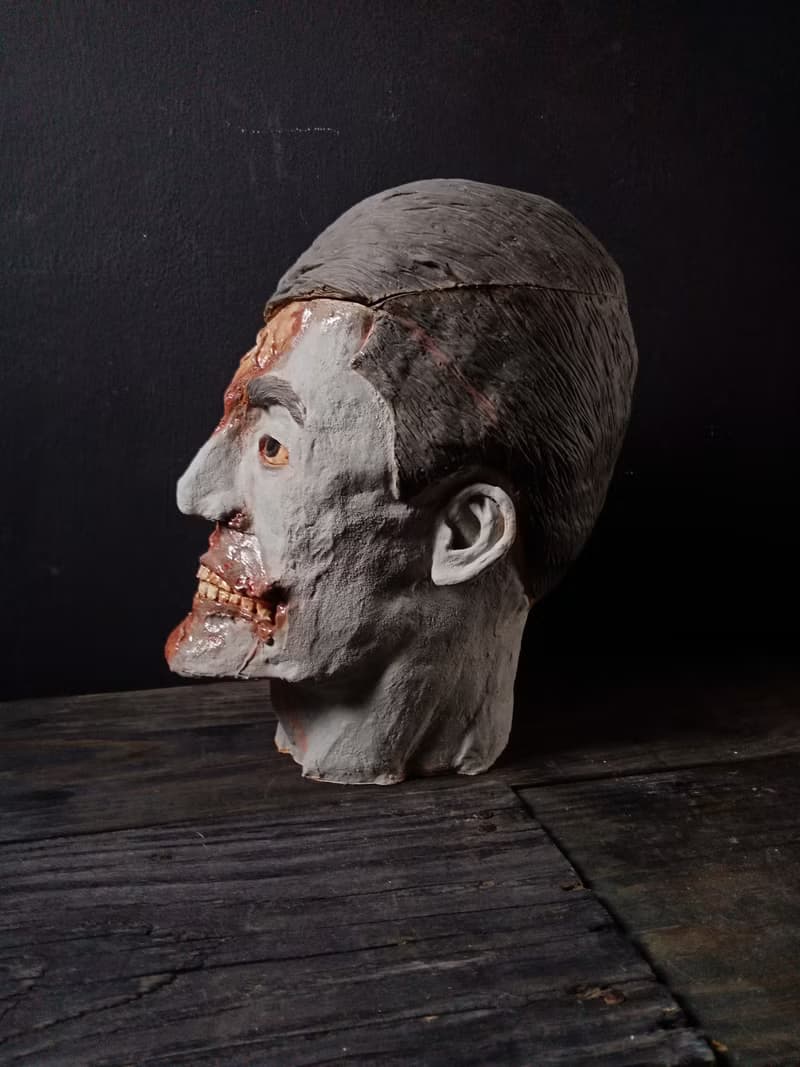 青面死人頭 (高27cm 置物收納 陶偶雕塑 藝術品 擺飾)