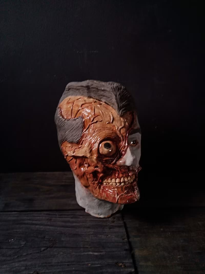 青面死人頭 (高27cm 置物收納 陶偶雕塑 藝術品 擺飾)