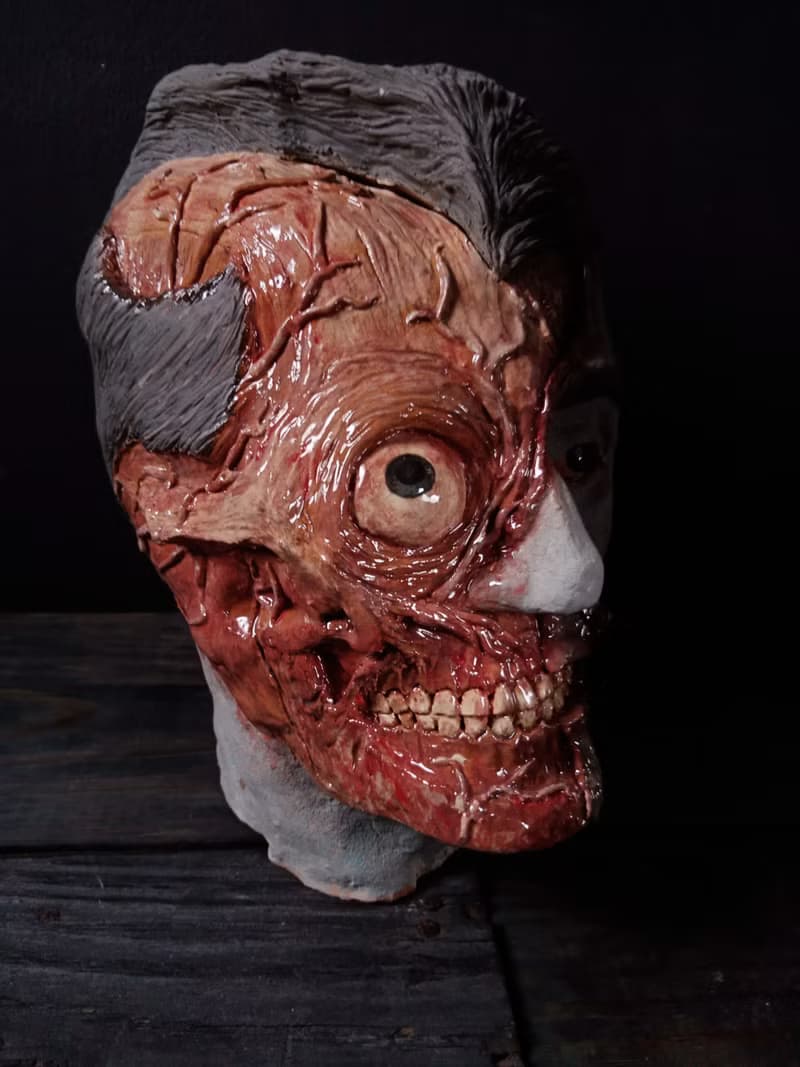 青面死人頭 (高27cm 置物收納 陶偶雕塑 藝術品 擺飾)