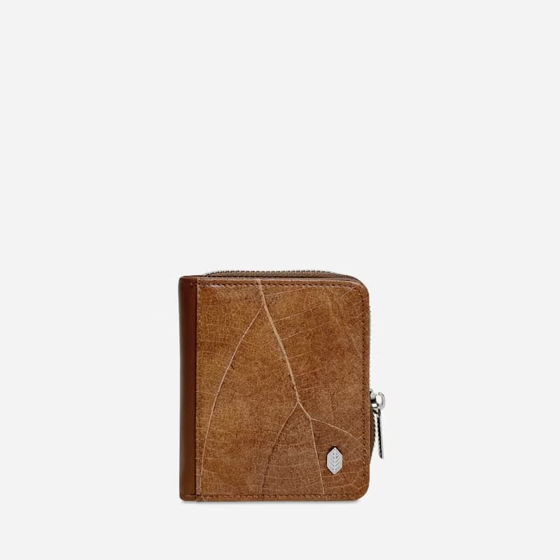 Compact Vegan Zip Wallet - Spice Brown