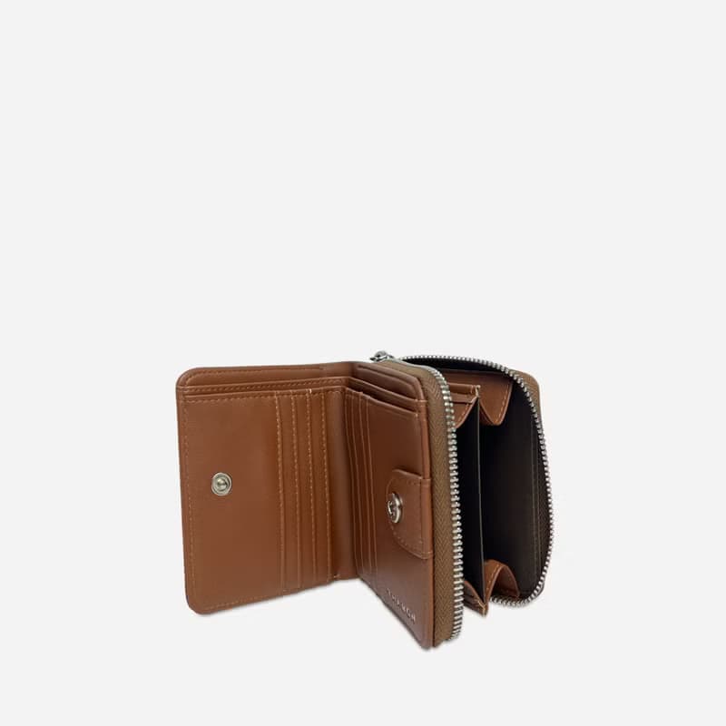 Compact Vegan Zip Wallet - Spice Brown