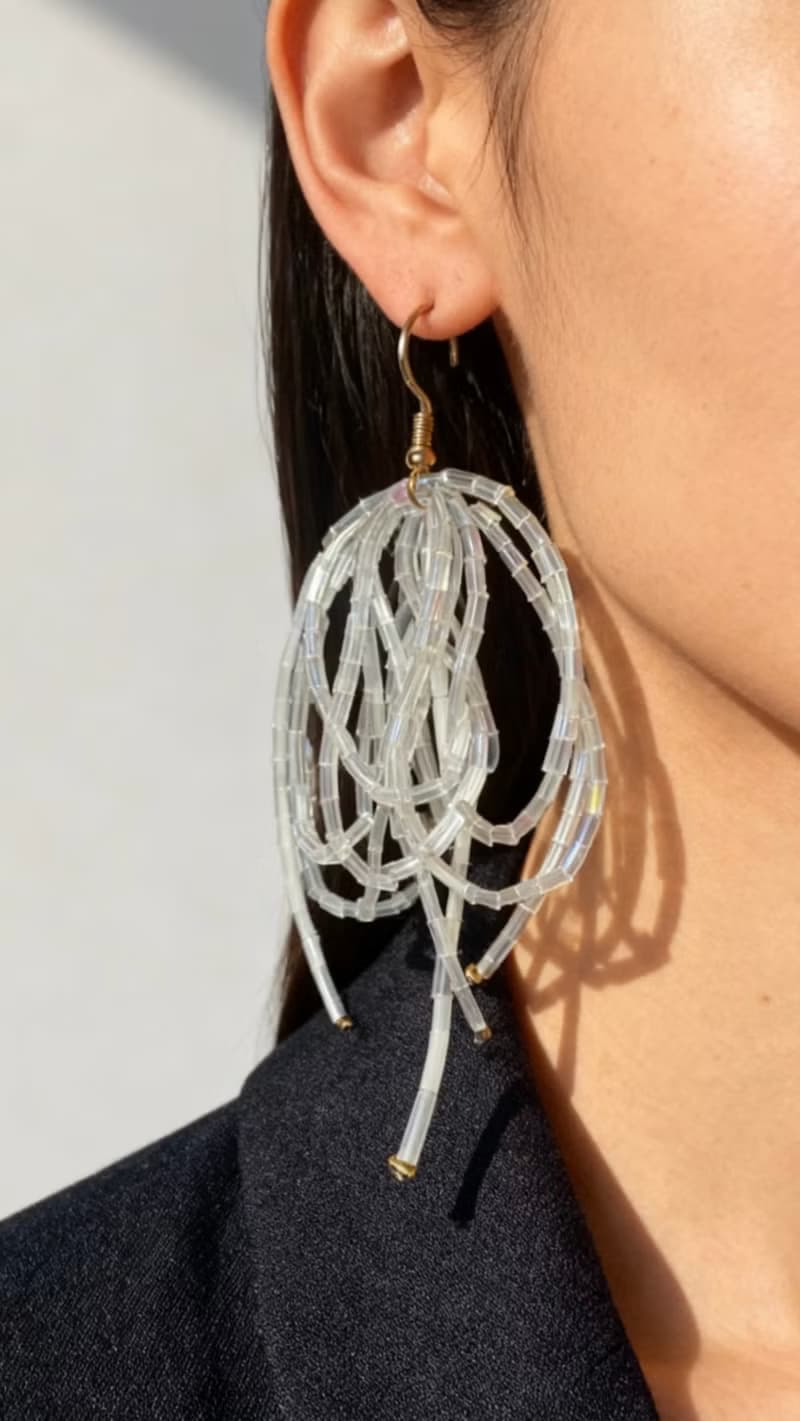 Crystal.EAA 設計款琉璃耳飾 KC金透紗靈蛇流蘇耳環