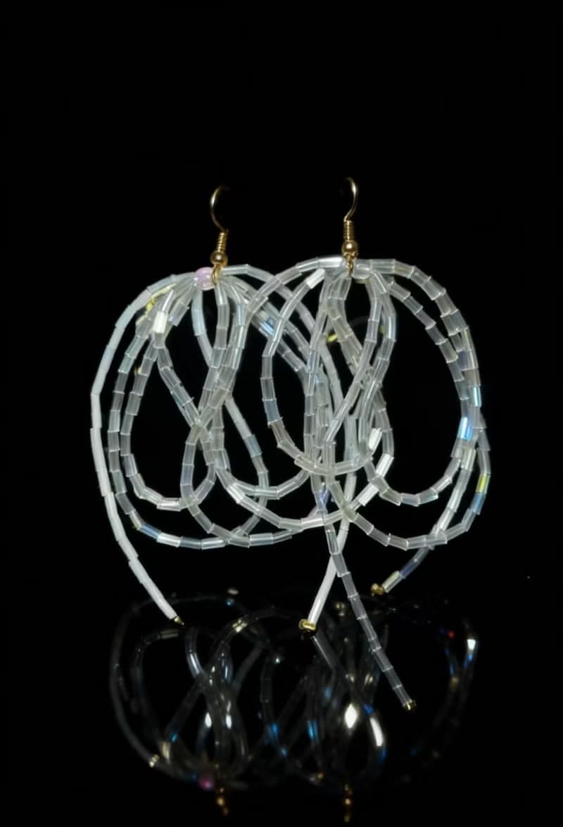 Crystal.EAA 設計款琉璃耳飾 KC金透紗靈蛇流蘇耳環